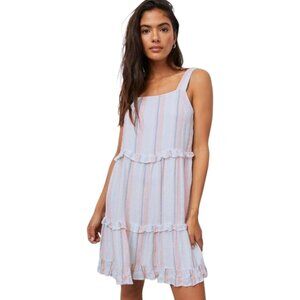 Rails Sandy Linen Blend Ruffled Tank Dress in Biarritz Multi Stripe Wome…